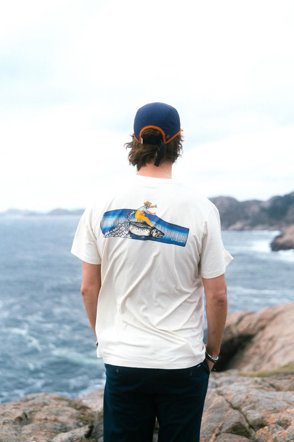 Salmon Surfer T-Shirt Beige