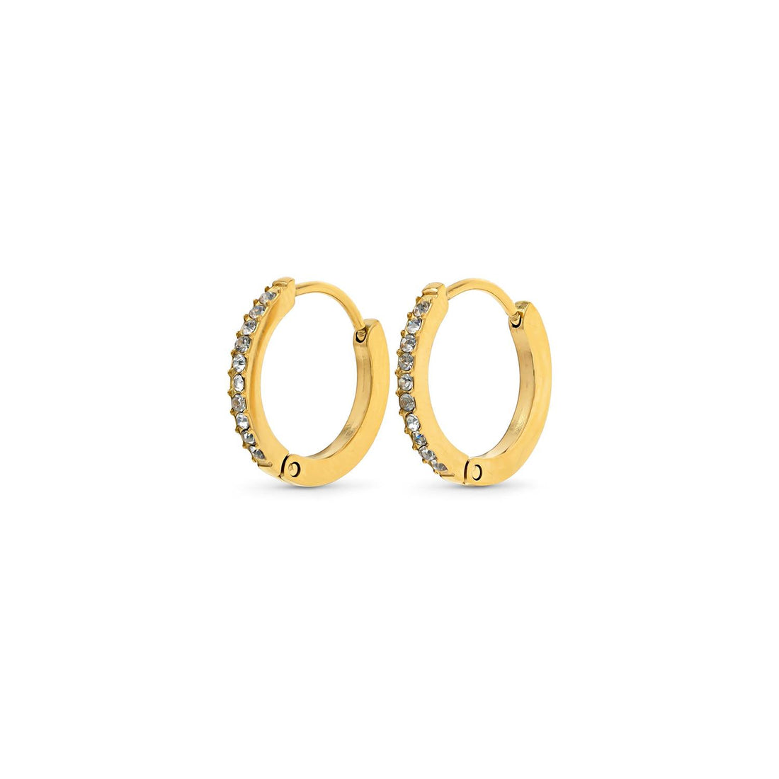 Nilea - Crystal Hoop Earrings Stainless Steel Gull