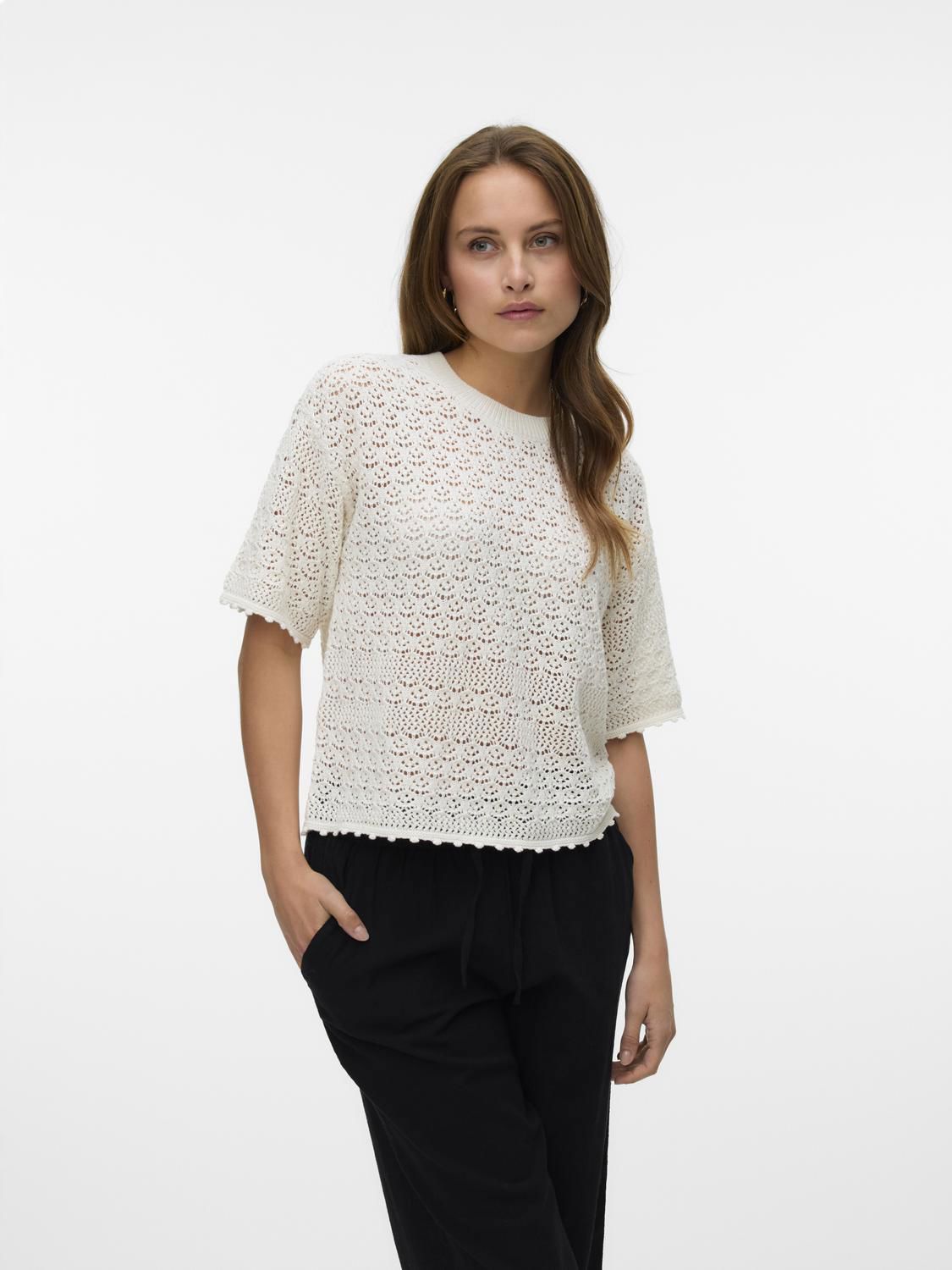 Vmmanila 2/4 O-Neck Pullover Beige