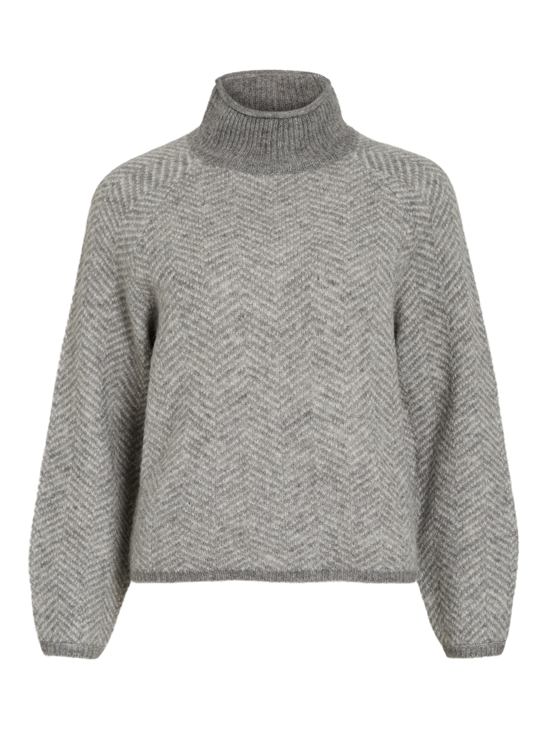 Vilory High Neck L/s Knit Top - Noos Mellomgrå