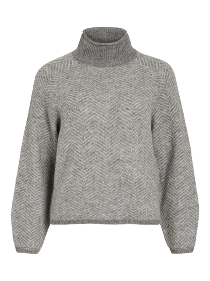 Vilory High Neck L/s Knit Top - Noos Mellomgrå