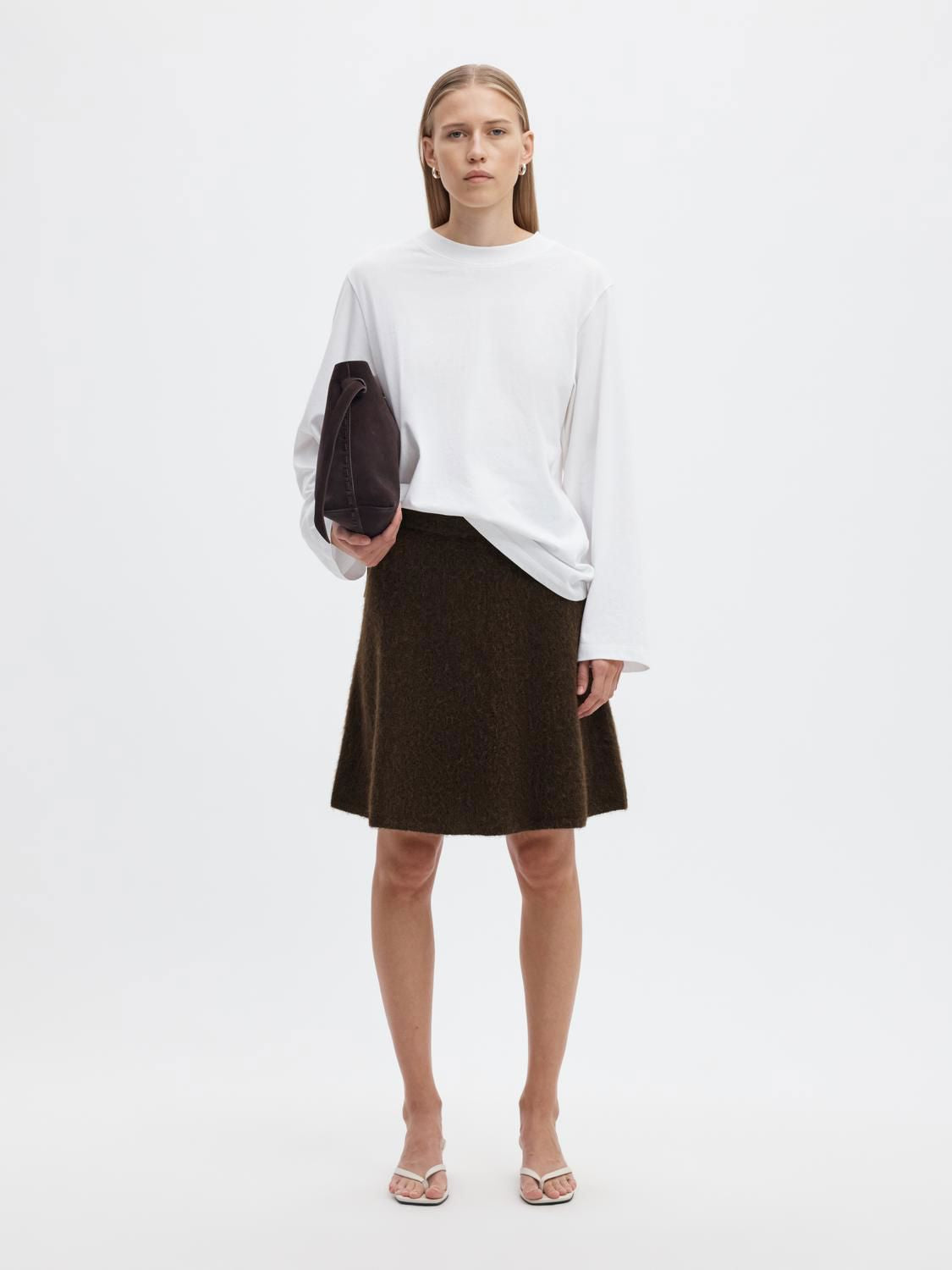 Slwlulu Brushed Hw Knit Skirt Noos Brun