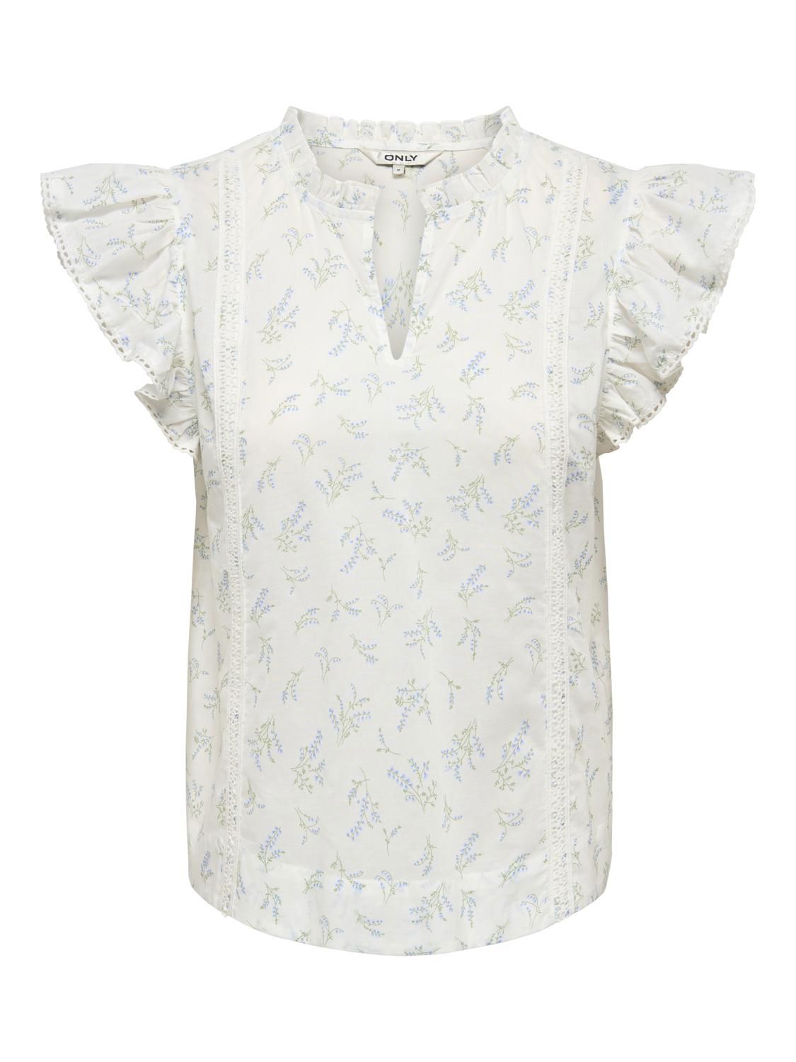 Onltea-Idris S/l Frill Tape Top Wvn Hvit