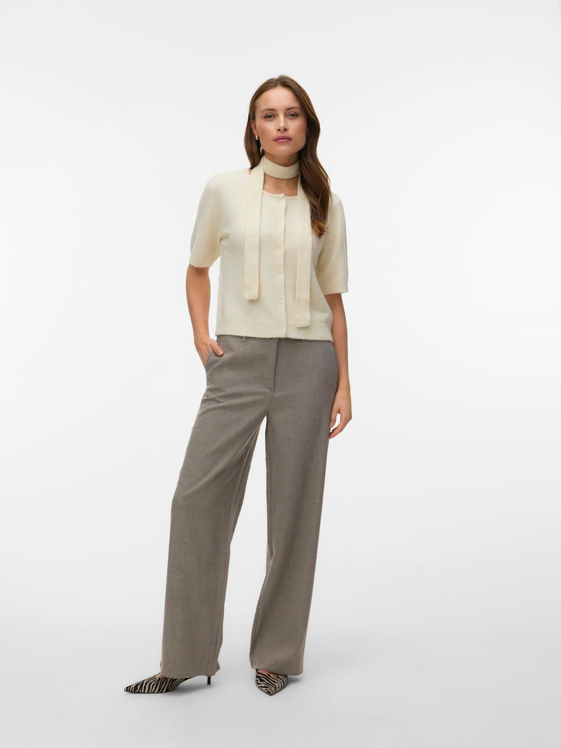 Vmbestie Hw Wide Pant Noos Beige