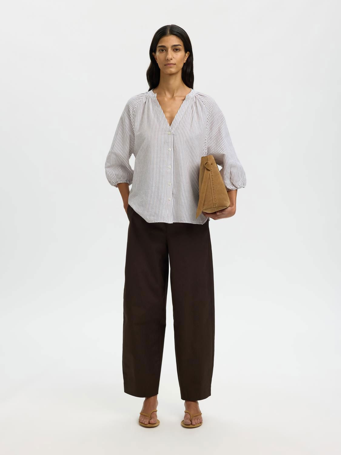 Slwcleo-Alberta Linen Blend Shirt Noos Hvit