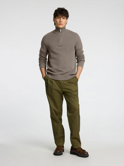 Slmdane Ls Knit Structure Half Zip Noos Lys Brun