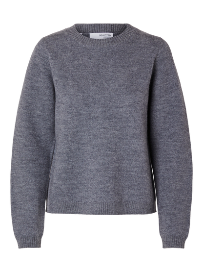 SLFANA LS KNIT O-NECK NOOS Medium Grey Melange