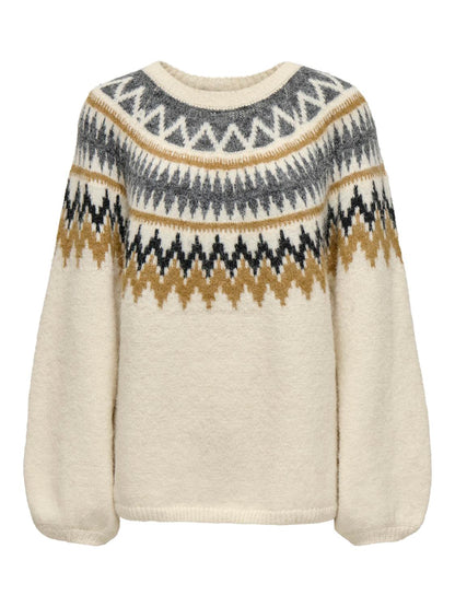 Onlreykja Ls O-Neck Knt Offwhite