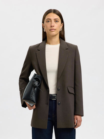 Slwrita Ls Relaxed Blazer Mel Noos Brun