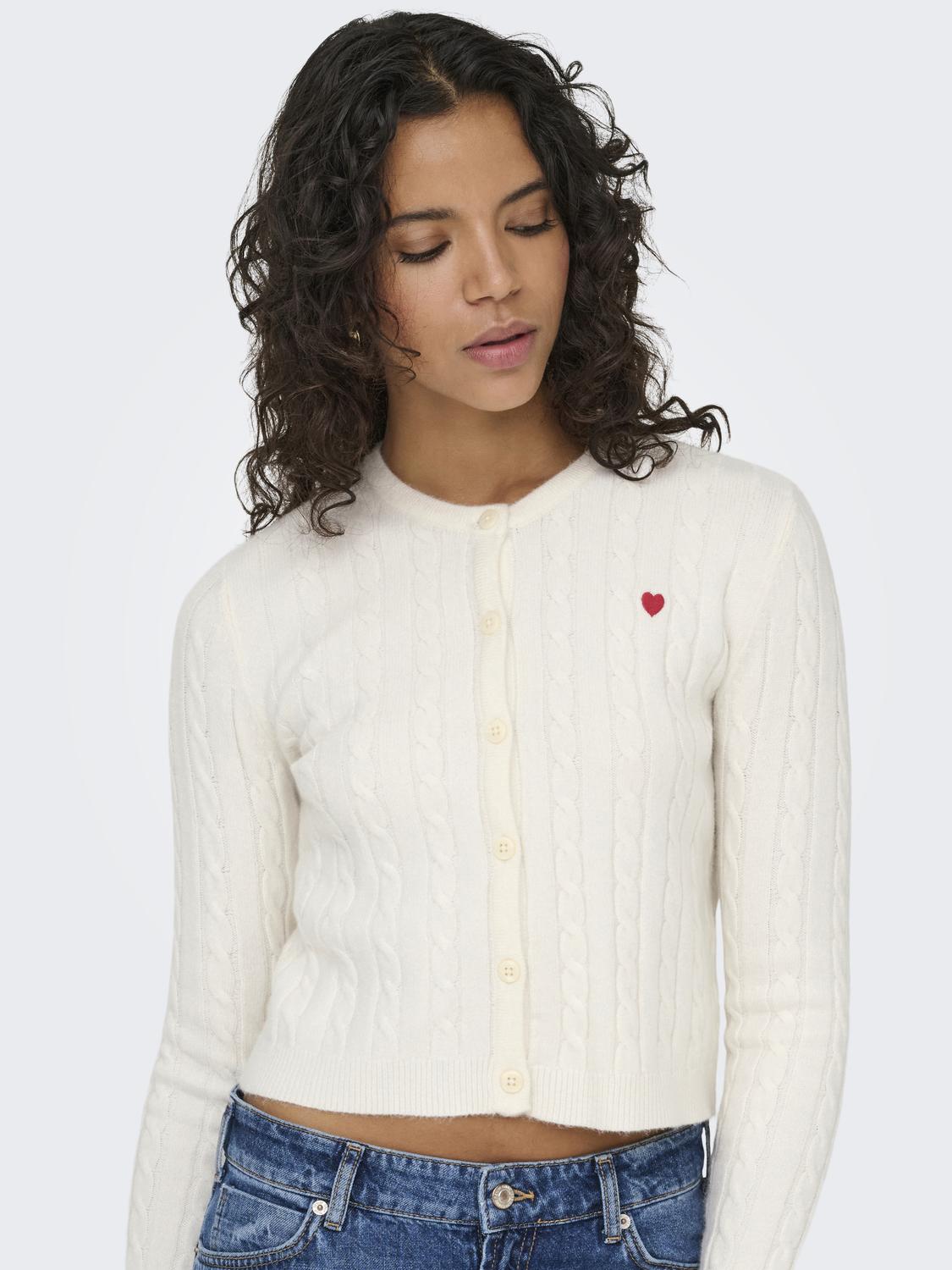 Onlkatia Ls Cable Button Cardigan Cc Knt Hvit