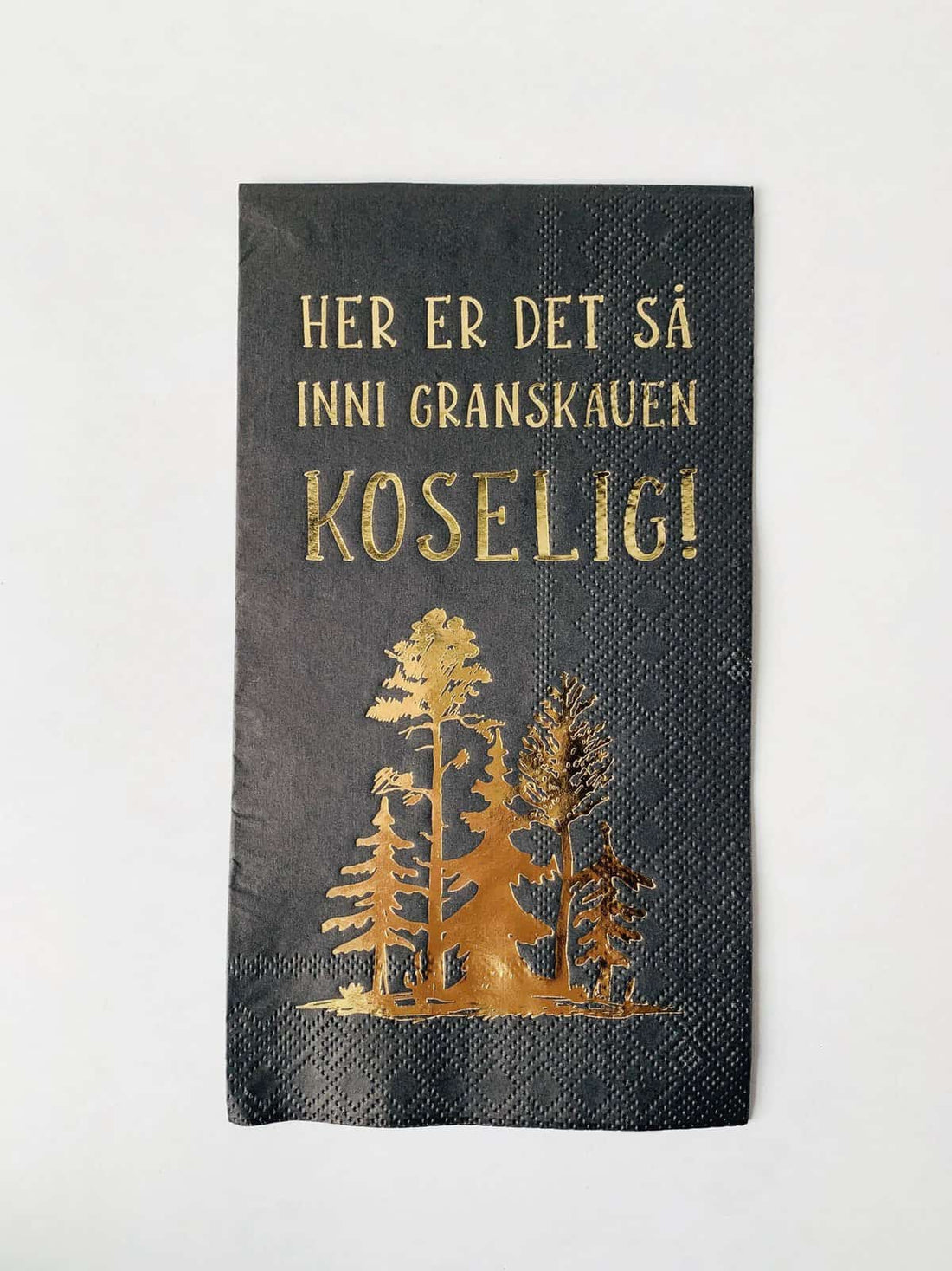 SERVIETT «Inn i granskauen koselig» Svart