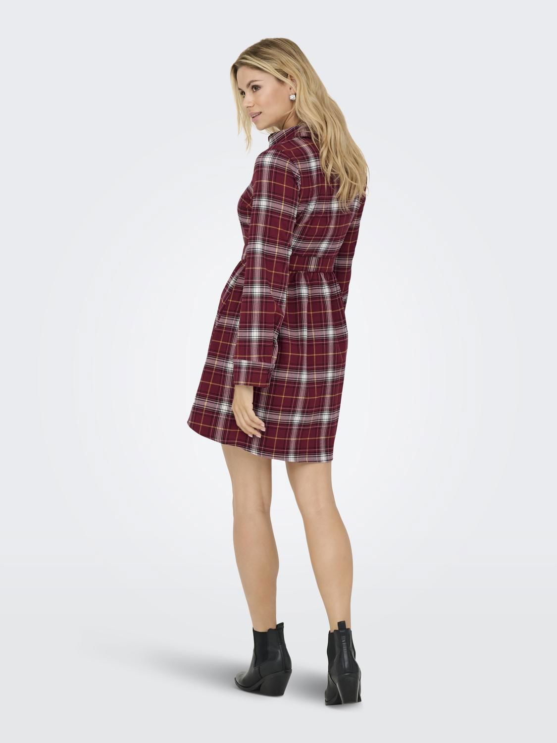Onlwren Check Short Dress Wvn Burgunder