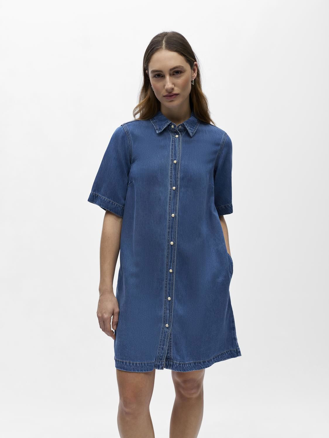Objframe 2/4 Re Denim Dress Noos Blå