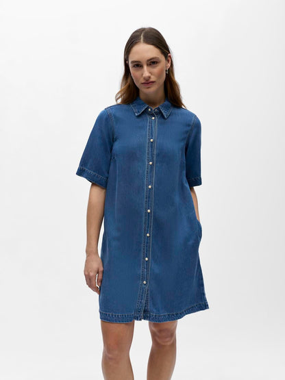 Objframe 2/4 Re Denim Dress Noos Blå