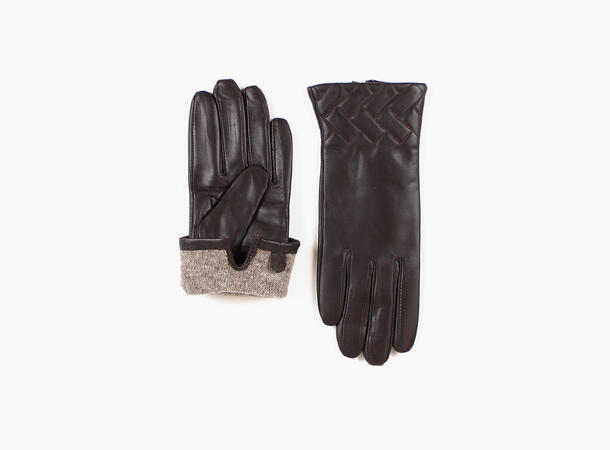 MANZINI Mina Leather Gloves Brun