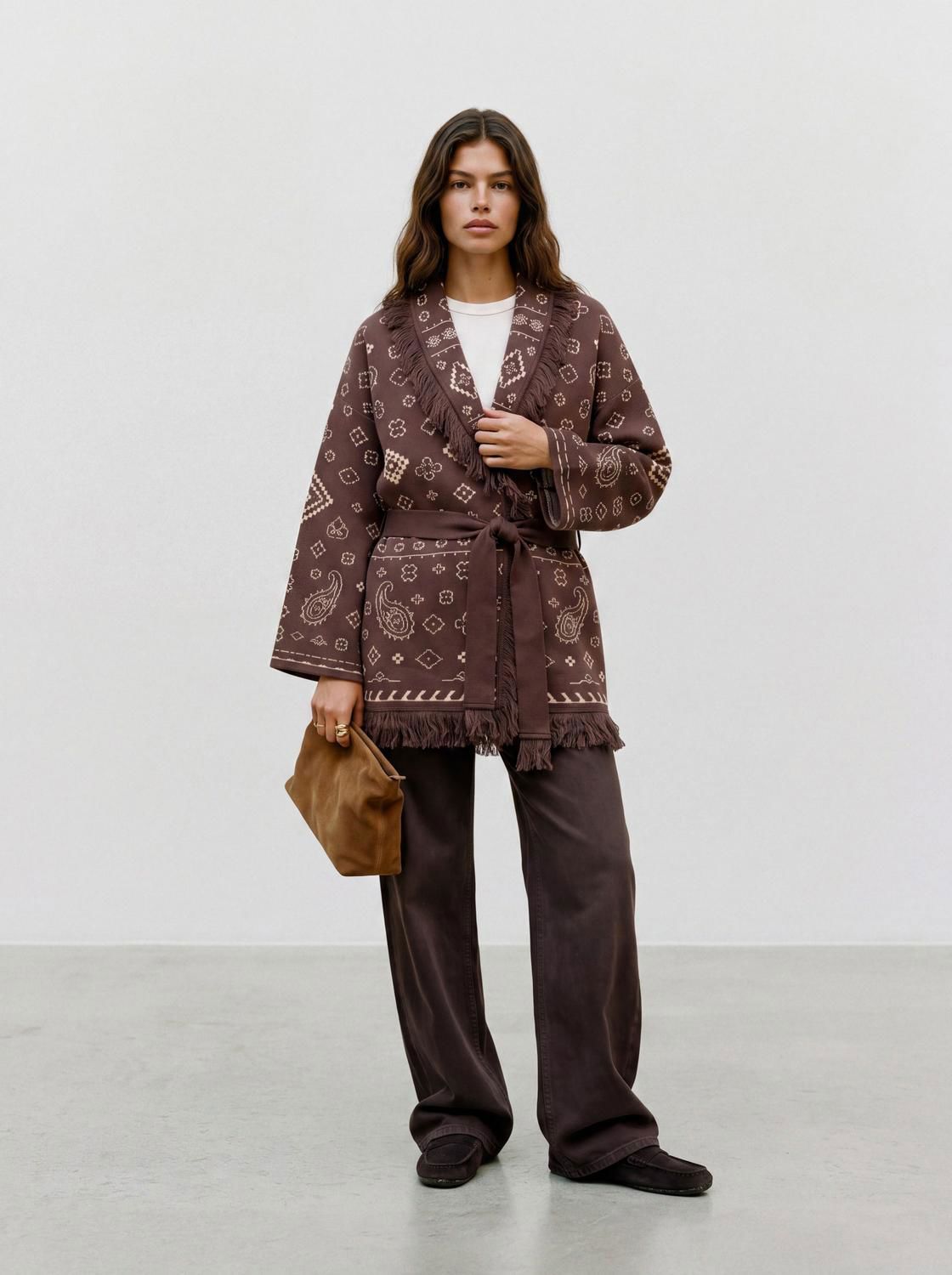 Vmscarlett Ls Tassel Jacquard Cardi Lcs Brun