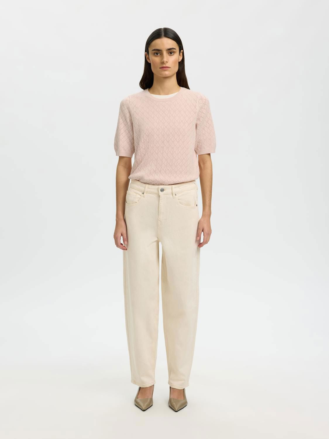 Slfhelen 2/4 Knit O-Neck Rosa