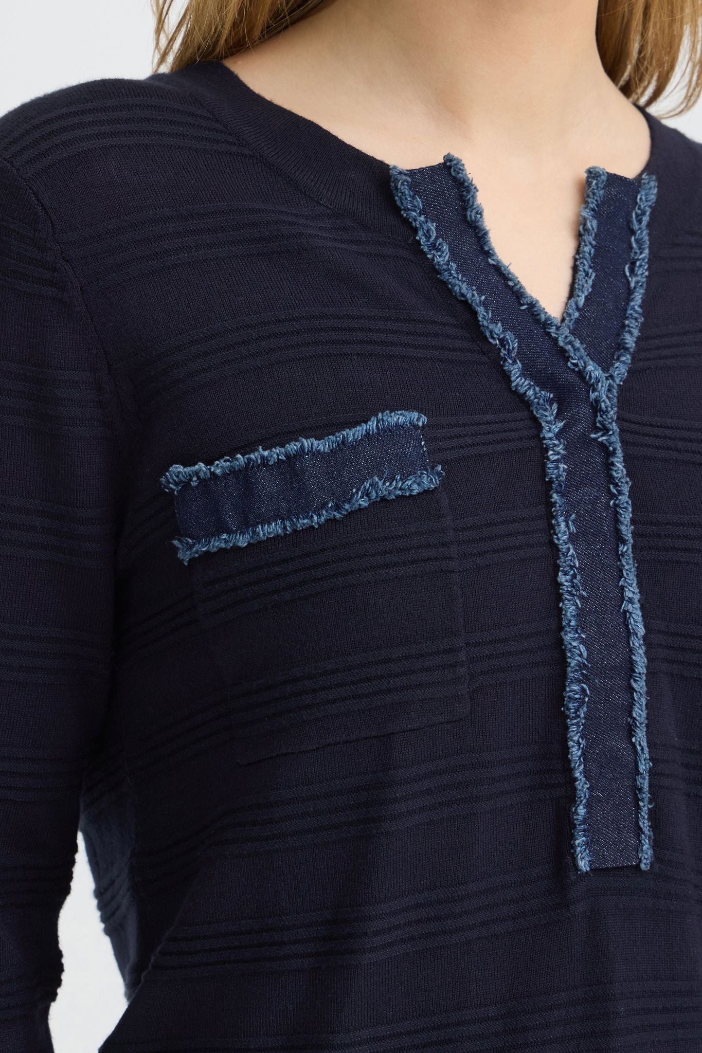 Pzsara Denim Mix Knit Blå