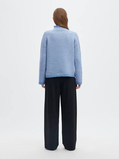 Slwlulu Ls Herringbone Knit High Neck Blå