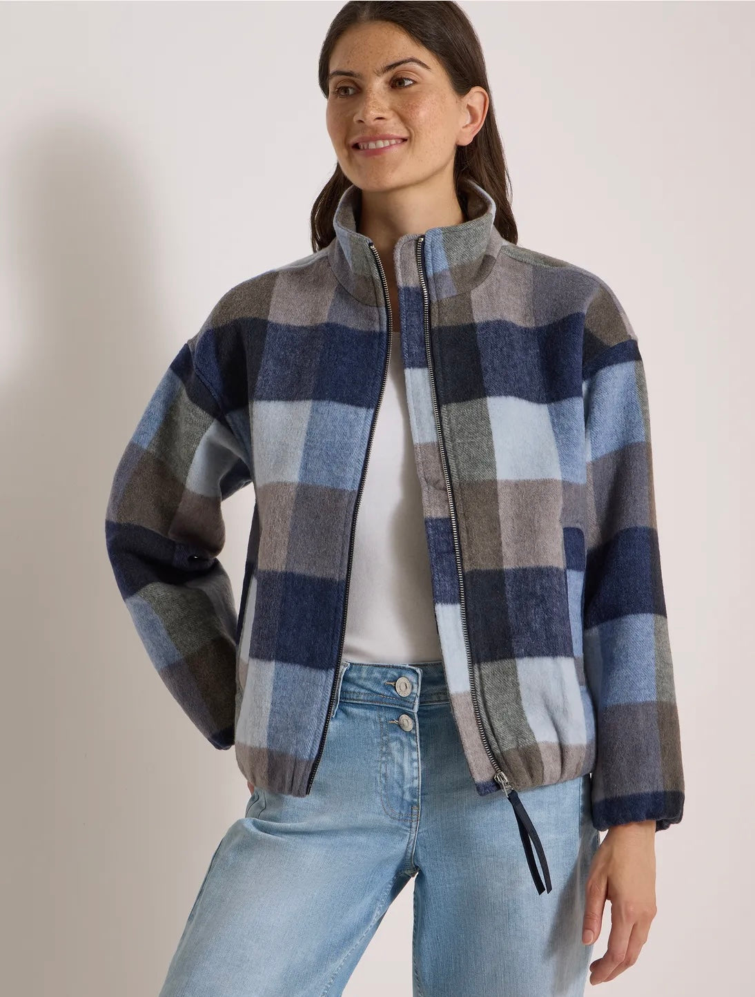 CHECK BLOUSON Blå