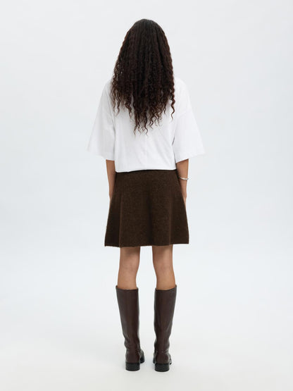 Slflulu Brushed Hw Knit Skirt Brun