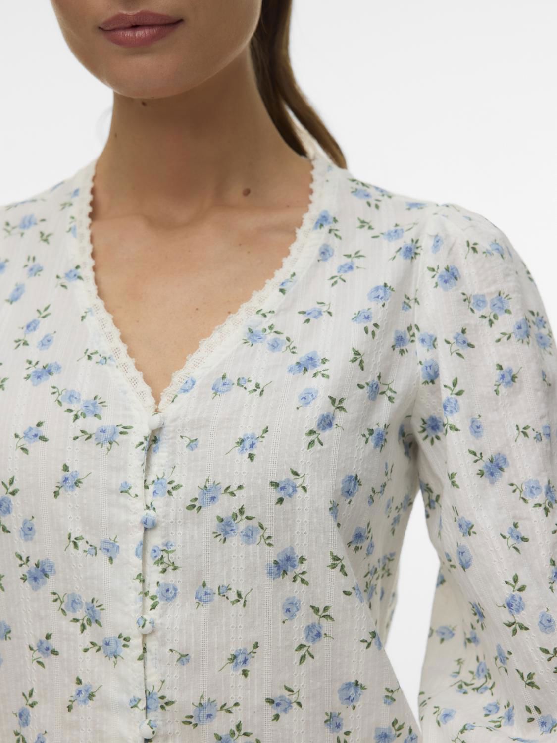 Vmaya Sofia Ls V-Neck Top Wvn Hvit