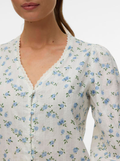 Vmaya Sofia Ls V-Neck Top Wvn Hvit