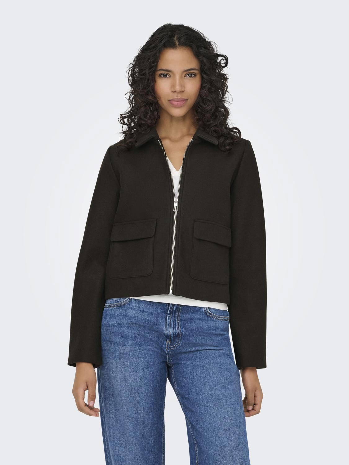 Onlvela Zip Short Jacket Otw Noos Brun