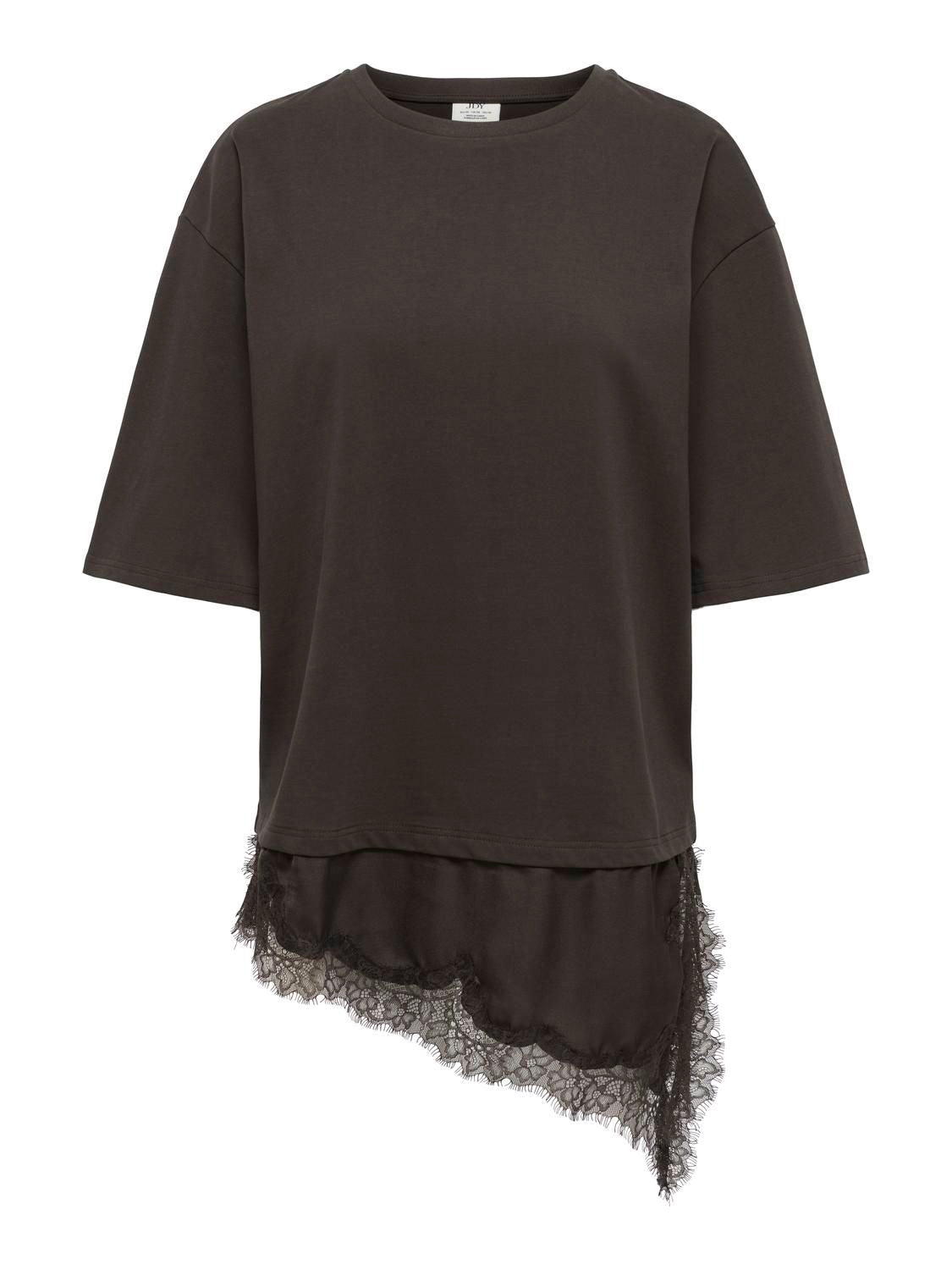 Jdyalma 2/4 Lace Detail T-Shirt Jrs Noos Brun