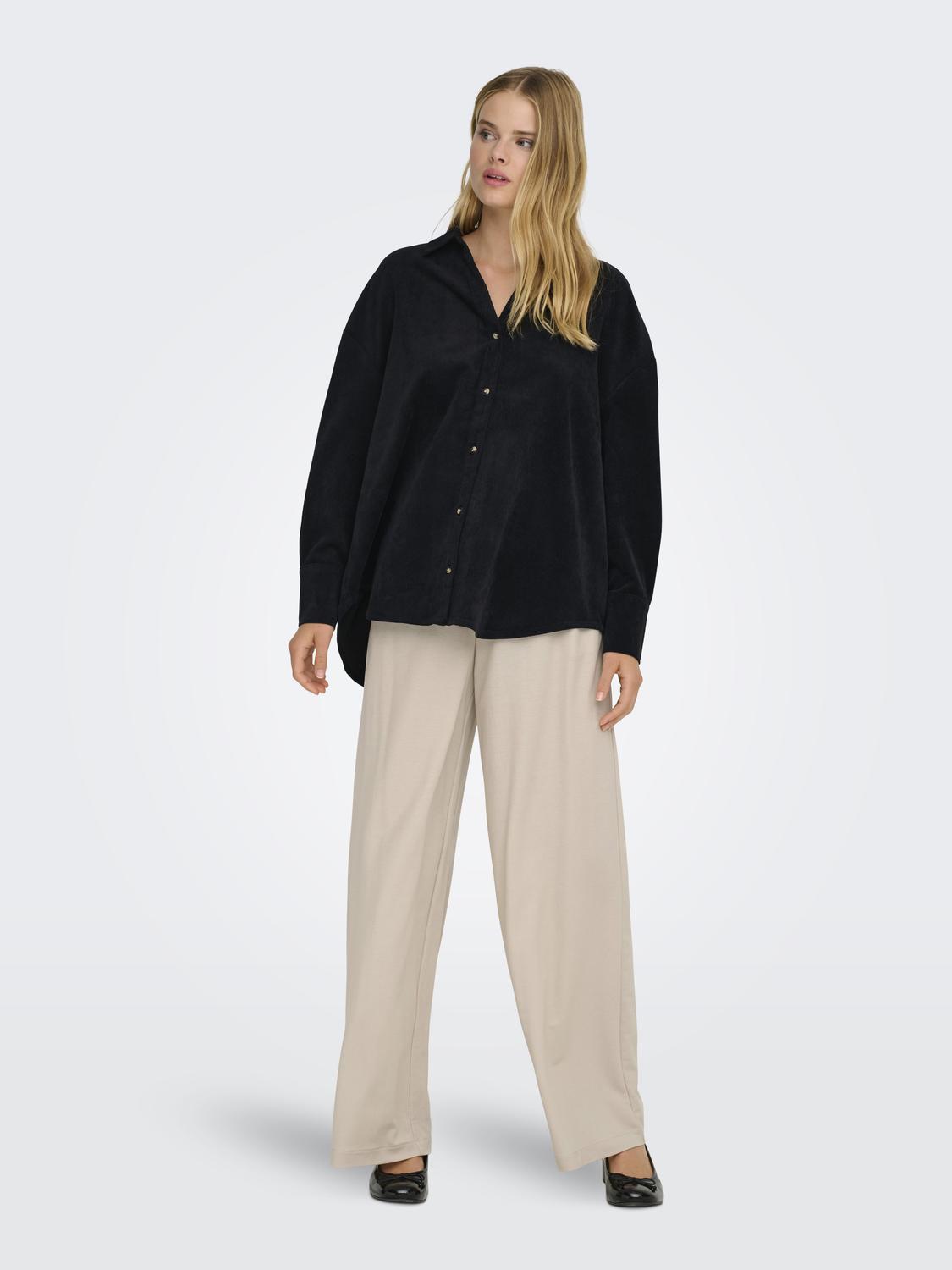 Onlmarike Life L/s Cord Loose Shirt Pnt Sort