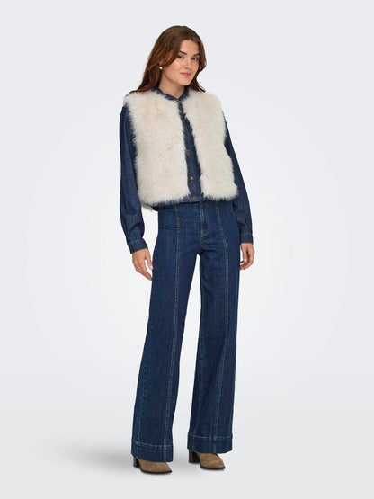 Jdyora Faux Fur Waistcoat Otw Sie Off-White