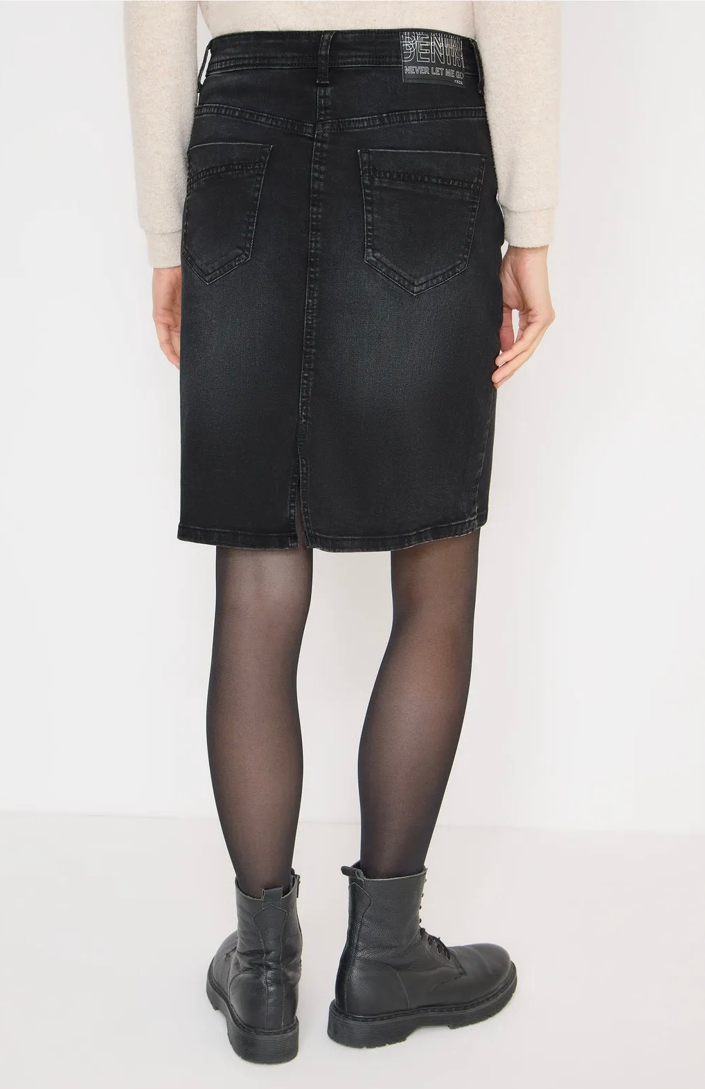 Denim skirt grey studs Grå