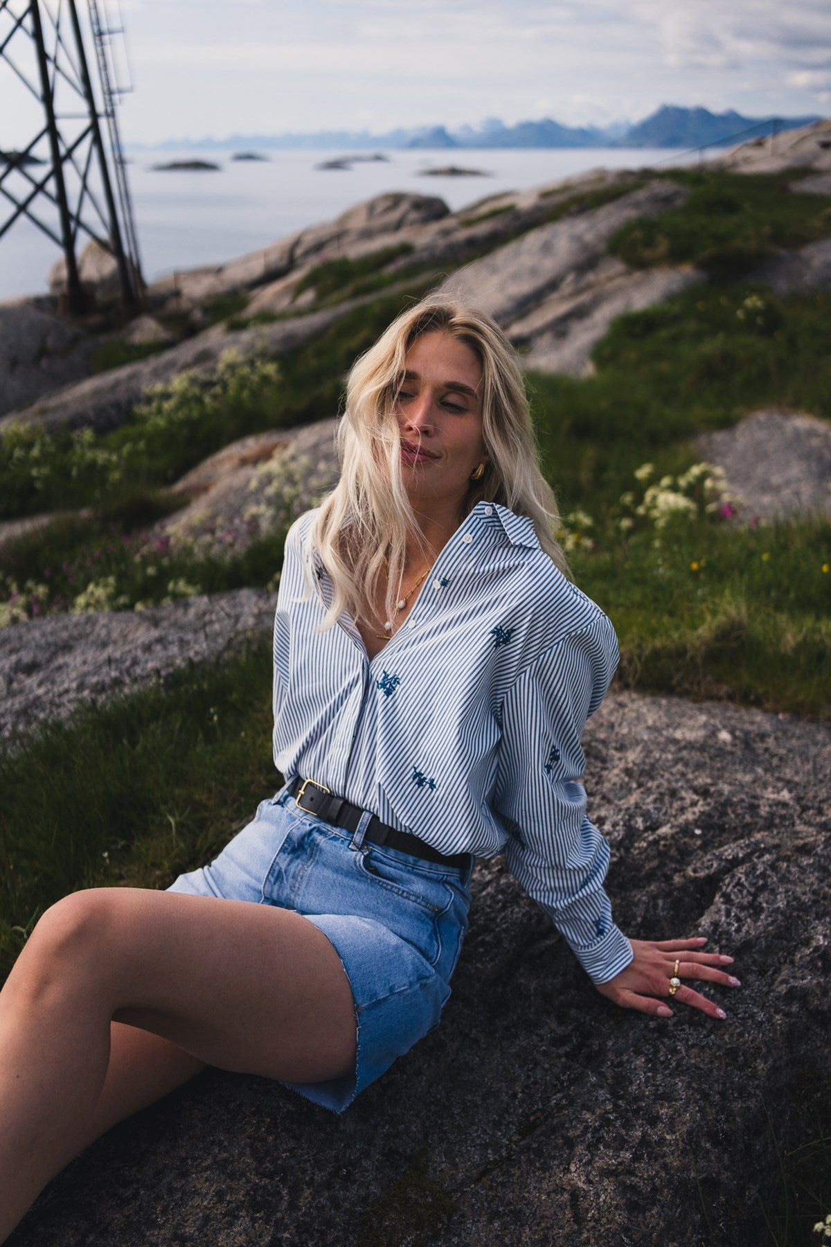 Rausida Maja Shirt Stp Emb Blå