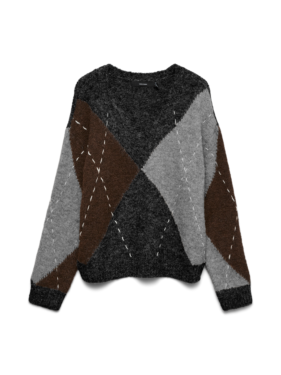 Vmbliss Ls V-Neck Handstitch Pullover Ga Svart