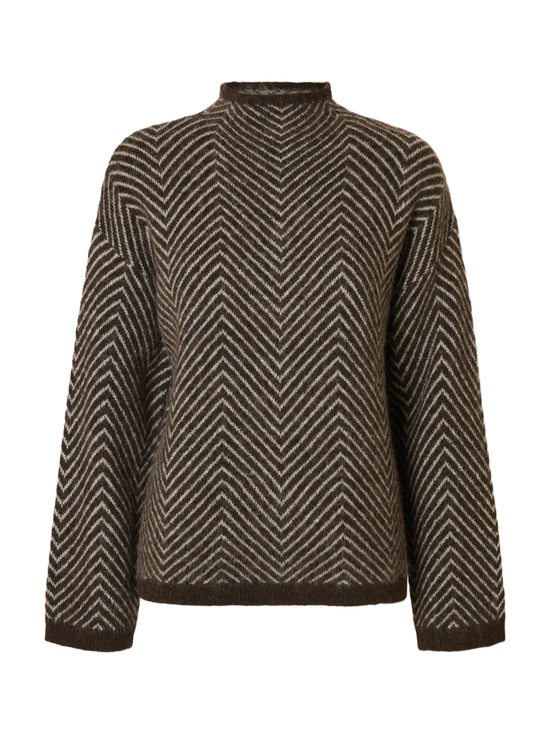 Slflulu Ls Herringbone Knit High Neck Mørkebrun