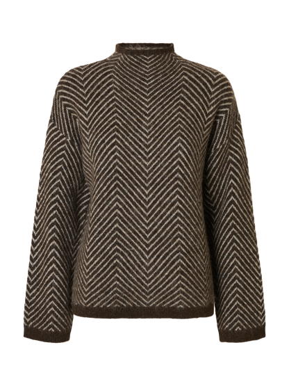 Slflulu Ls Herringbone Knit High Neck Mørkebrun