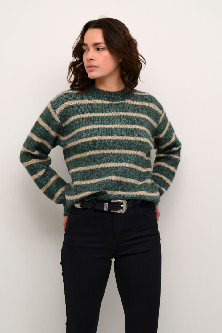 KATRINA STRIPED PULLOVER Grønn