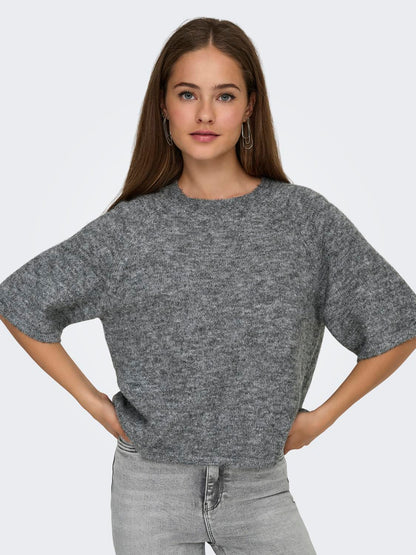 Onlazu 2/4 Raglan O-Neck Knt Grå