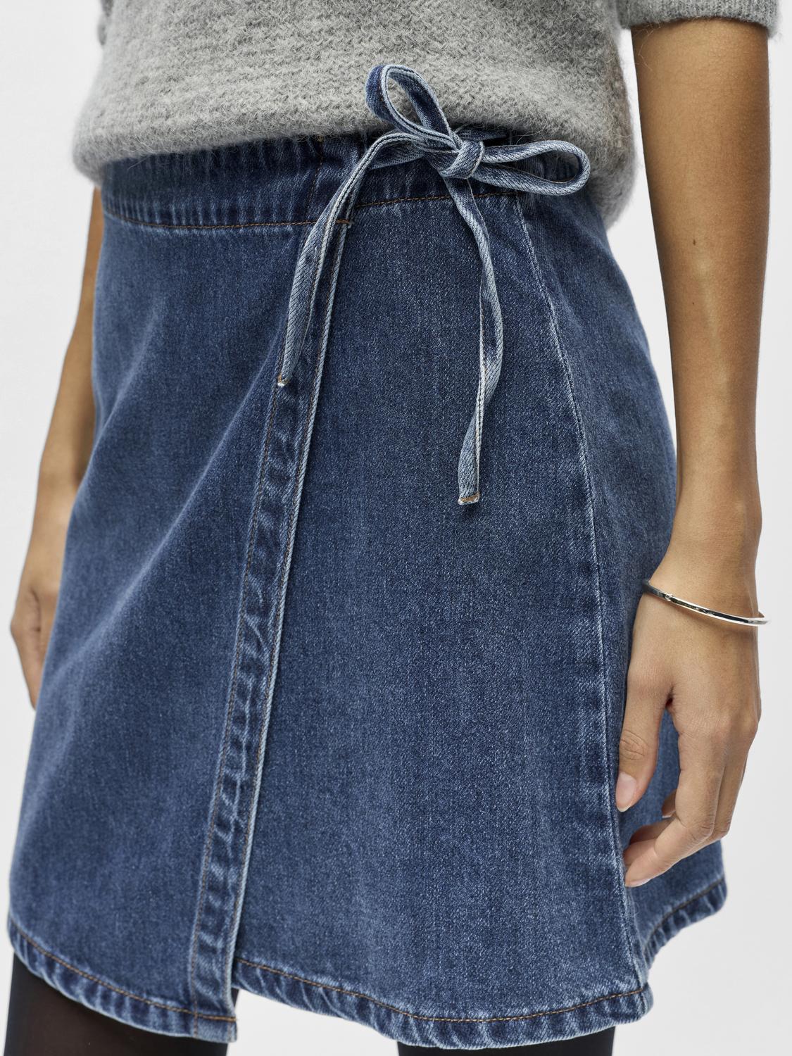 Objrosie Mw Denim Short Wrap Skirt Noos Blå