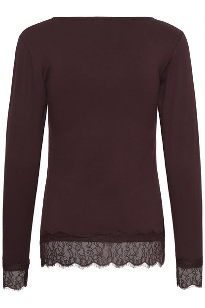 Cralvaia Ls Lace Tshirt Brun