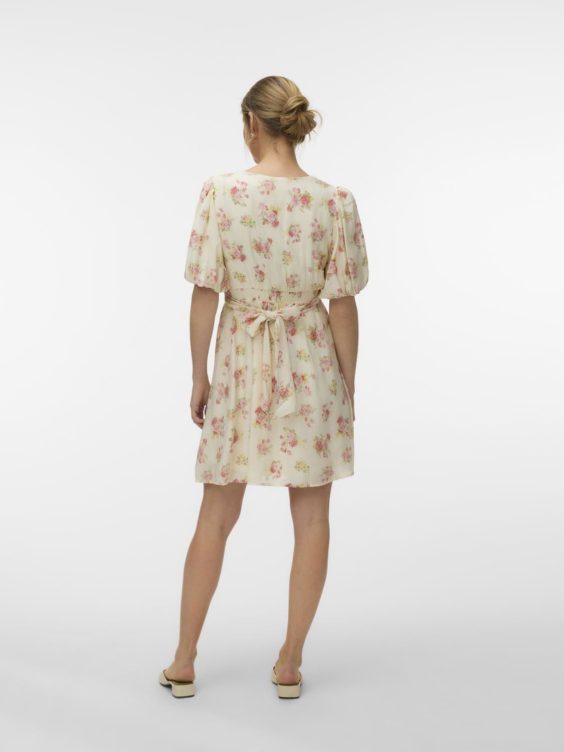 Vmbella 2/4 V-Neck Short Dress Wvn Grå