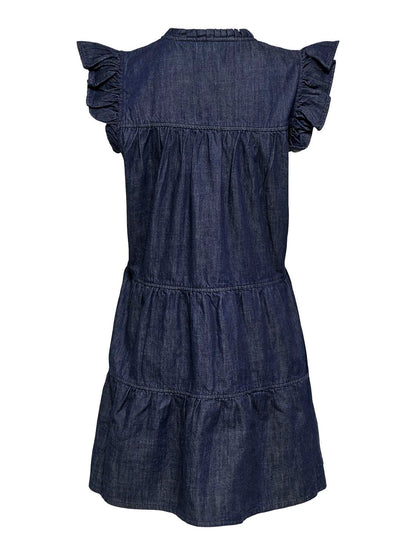 Onlshania S/l Frill Short Dnm Dress Noos Blå
