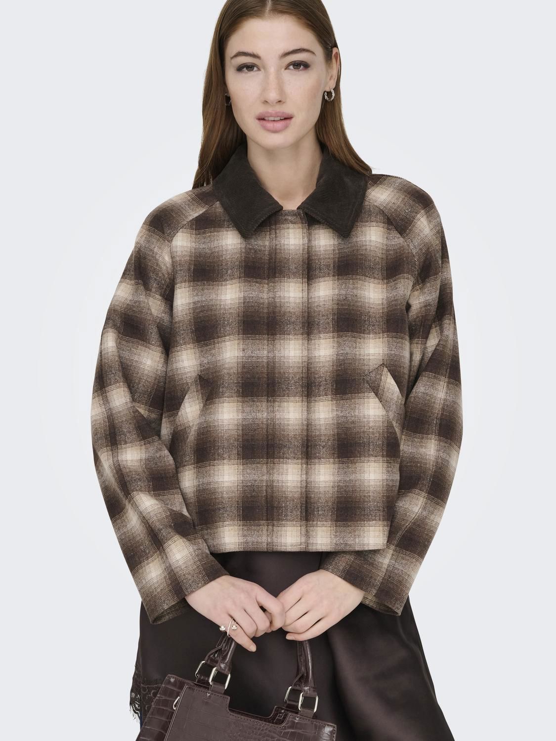 Onlkine Checked Cord Jacket Cc Otw Grå