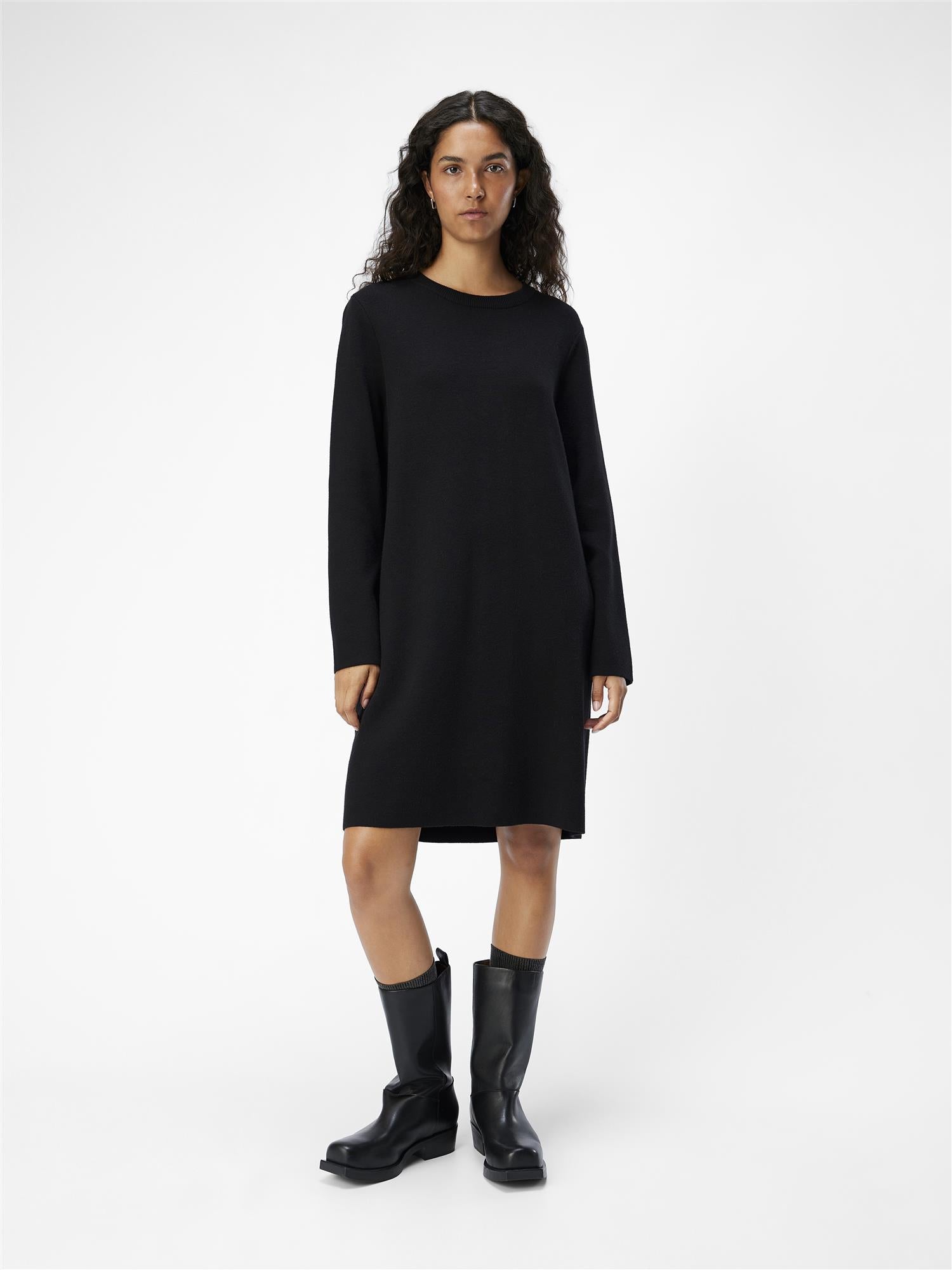 OBJREYNARD RE L/S O-NECK DRESS Black