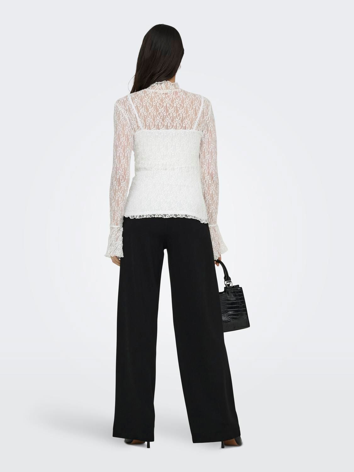 Jdylala L/s High Neck Lace Top Jrs Hvit
