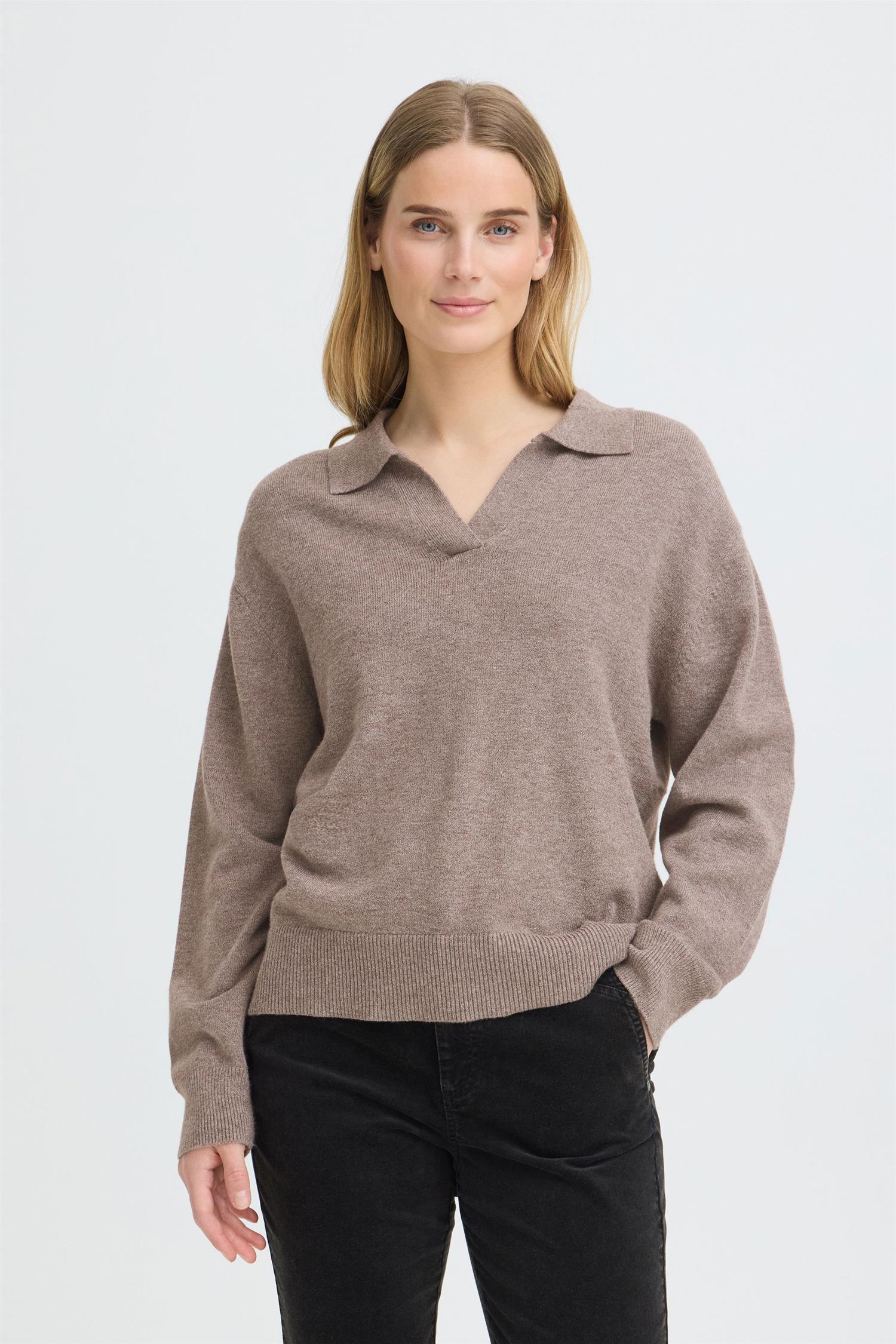 Pzsteffi Open Polo Pullover Brun