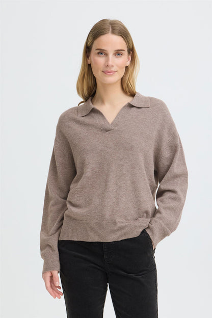 Pzsteffi Open Polo Pullover Brun