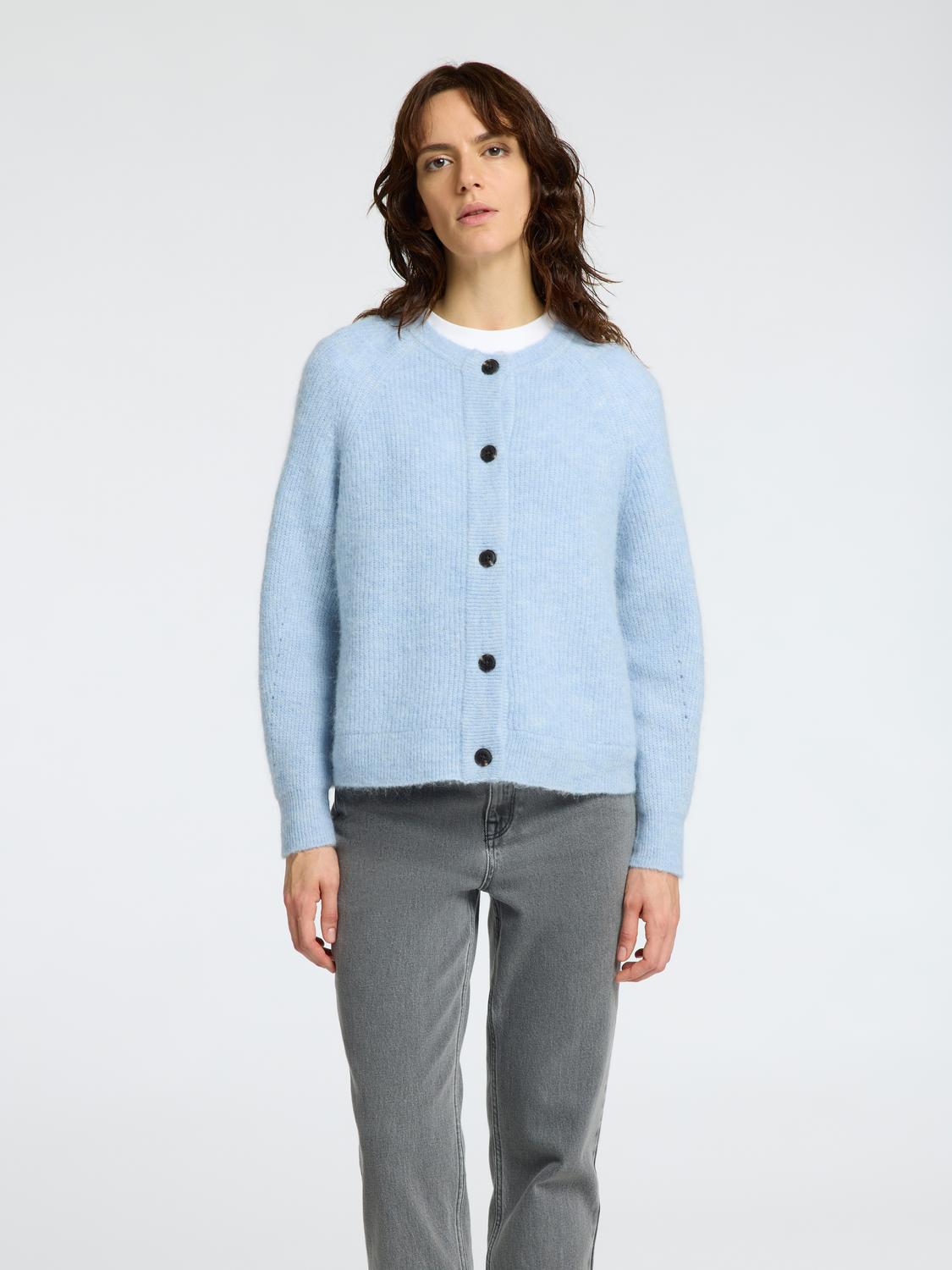 SLFLULU LS KNIT SHORT CARDIGAN NOOS Cashmere Blue