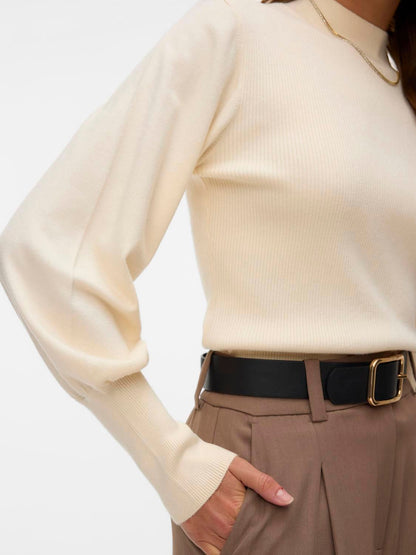 Vmhollykaris Ls Funnelneck Pullover Boo Beige