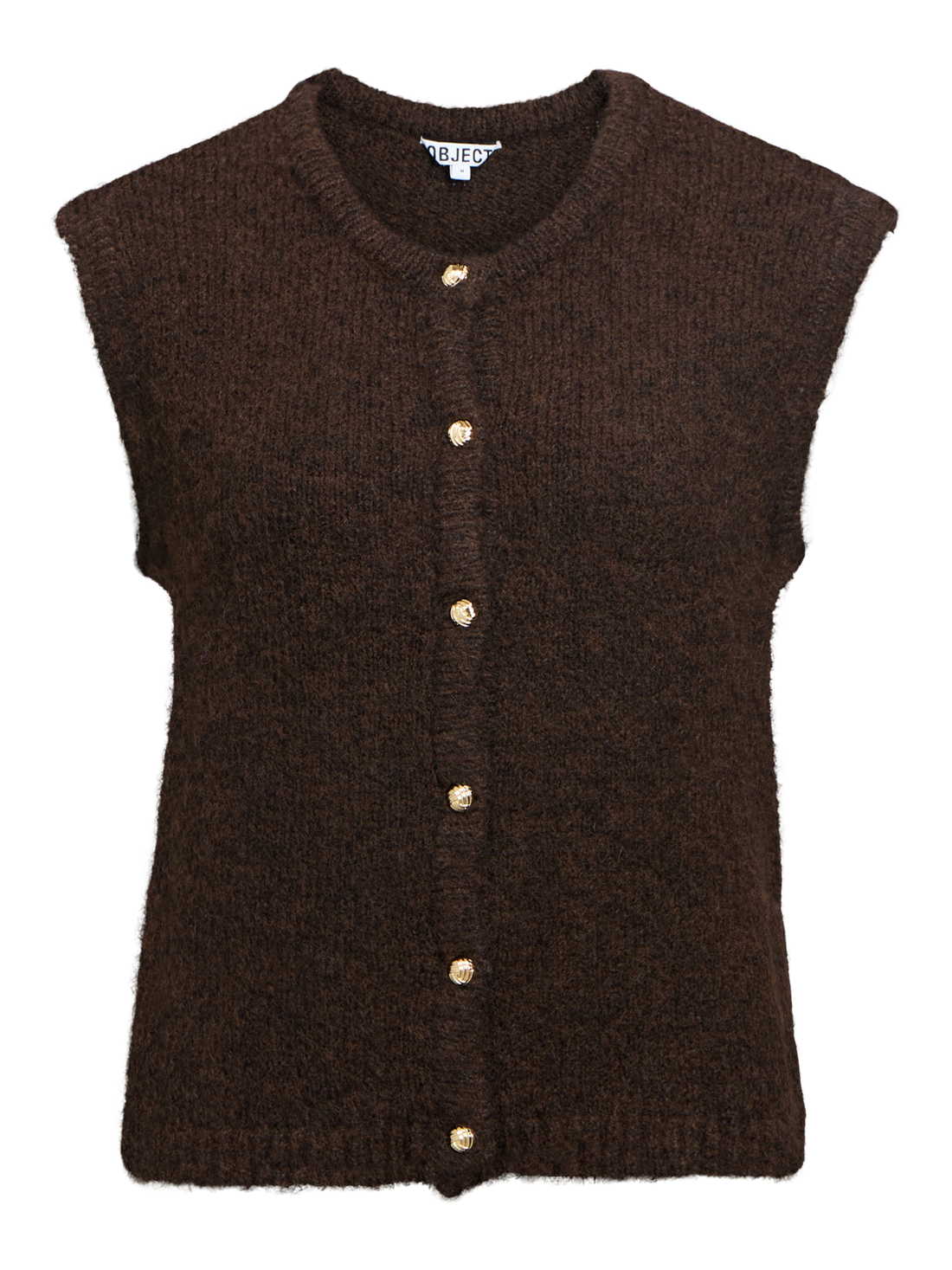 Objsaggia Re Knit Vest Cardigan Noos Brun